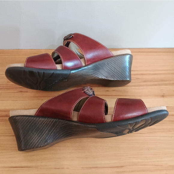 New Romika Maui Brown Leather Adjustable Three Strap Wedge Heel Sandal Size 41 - Picture 5 of 10